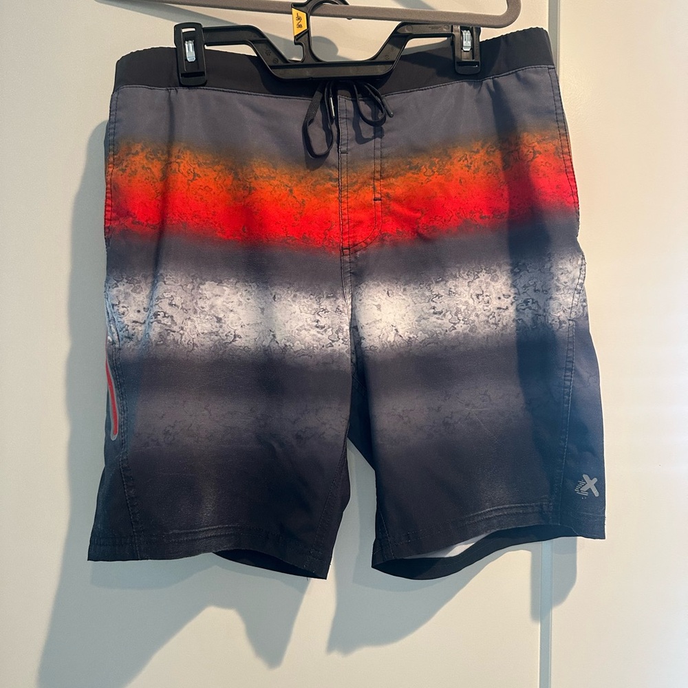 Gradient Swim Trunks - Black, Red, Gray
